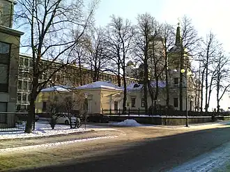 From the northern side, with Helsinki Cathedral in the background