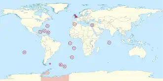 Location of the United Kingdom and the British Overseas Territories