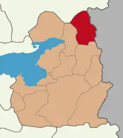 Map showing Çaldıran District in Van Province