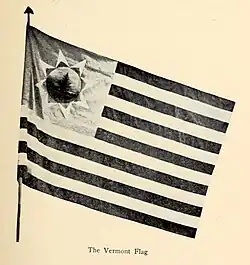 Black and white photograph of Vermont's second official flag.[14]