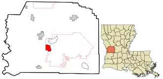 Location in Vernon Parish and the state of Louisiana.