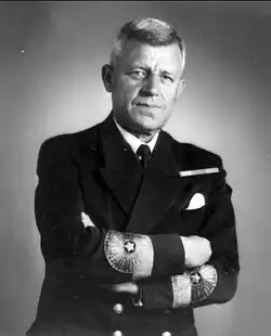 Rear Admiral Oscar Krokstedt with old sleeve insignia for a rear admiral (1878–1972)