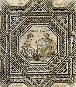Vichten mosaic showing Calliope and Homer (c. 270 AD)