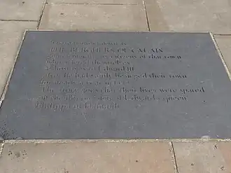 Plaque accompanying the Burghers memorial in Victoria Tower Gardens, London