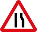 Road narrows on right side