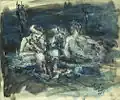 199th SOLDIERS WAIT, Gouache, by James Pollock, CAT IV, 1967