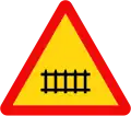 210: Railway crossing with gates ahead