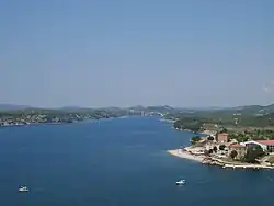 View of beach Banj and Sibenik sea from St. Michael's Fortress