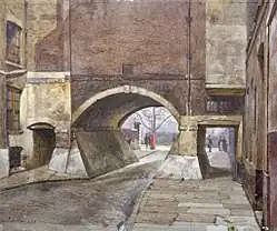 View of the entrance to Lincoln's Inn Fields in Duke Street (Duke Street was demolished by 1905 during the construction of Kingsway, the arch thereafter)