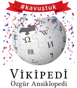 Turkish Wikipedia logo following the lifting of the block of the website in Turkey with the message "kavuştuk" (English: "reunited") (2020)