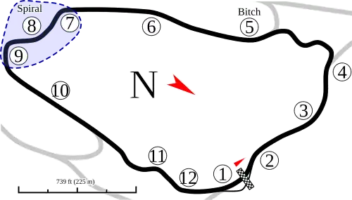 Patriot Course, 1.100 mi (1.770 km) layout with 12 turns