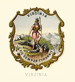 Virginia state historical coat of arms (illustrated, 1876)