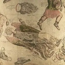 Sixteenth-century sky map superimposed on a globe