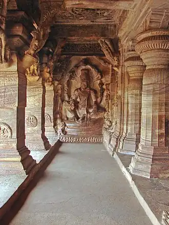 Cave 3 at the Badami cave temples (Early Chalukya dynasty, c. 6th century CE)