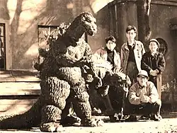 The Godzilla and Anguirus suits built for the unproduced The Volcano Monsters.