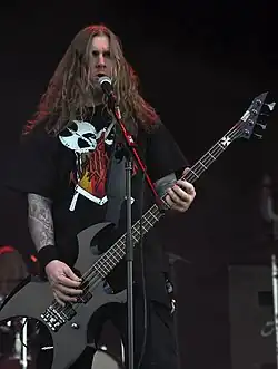 Erik Rundqvist performing with Vomitory in 2013