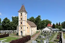 Monastery cemetery with church