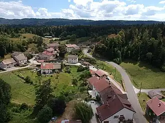 An aerial view of Châtel-de-Joux
