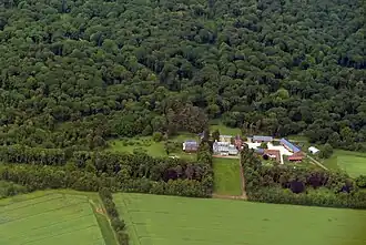 An aerial view of the chateau in Sains-Morainvillers