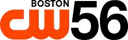 The CW network logo in orange. Above it, right-aligned, is the word "Boston" in black. To the right, full-height, is a sans-serif numeral 56.