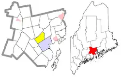 Location of Waldo (in yellow) in Waldo County and the state of Maine
