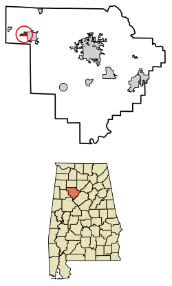 Location of Kansas in Walker County, Alabama.