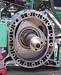 Cut-away view of triangular Wankel Rotary engine from Mazda RX-7 automobile
