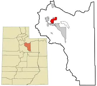 Location of Heber City in Utah (left) and in Wasatch County (right)