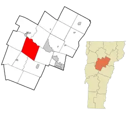 Location in Washington County and the state of Vermont