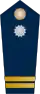 Blue epaulette with a silver button and small golden stripes