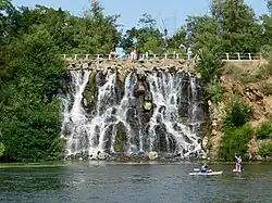 Monastyrskyi Island's waterfall in 2019
