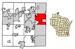 Location of Brookfield in Waukesha County, Wisconsin