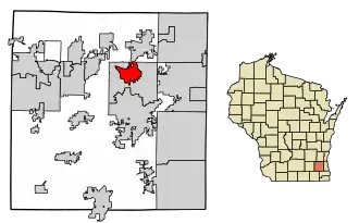 Location of Pewaukee in Waukesha County, Wisconsin