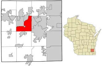 Location in Waukesha County and the state of Wisconsin.