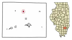 Location of Cisne in Wayne County, Illinois.
