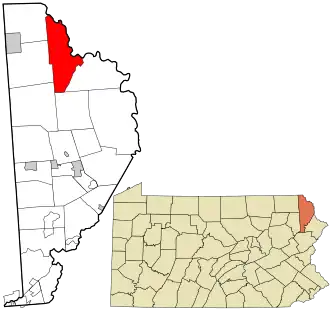 Location in Wayne County and the state of Pennsylvania.