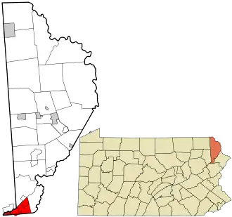 Location in Wayne County and the state of Pennsylvania.