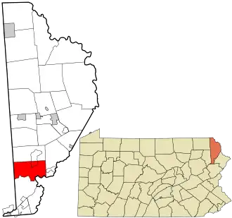 Location in Wayne County and the state of Pennsylvania.