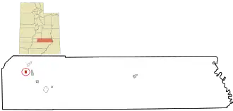 Location in Wayne County and the state of Utah.