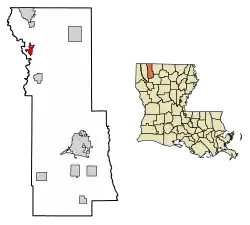 Location of Sarepta in Webster Parish, Louisiana.