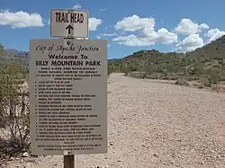 Silly Mountain Park Entrance Sign, Silly Mountain, Arizona.