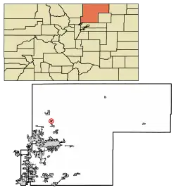 Location of Pierce in Weld County, Colorado.