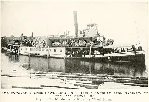The popular side-wheeler paddle steamer Wellington R. Burt c. 1887