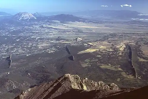 Dikes near Spanish Peaks, Colorado. Dikes like these are common on Mars.