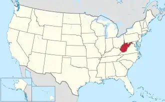 West Virginia's location within the U.S.
