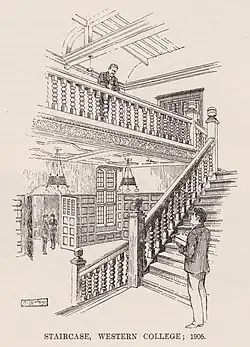 Western College, Bristol, staircase, 1906