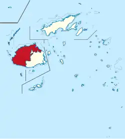 Map of Fiji showing Western division.