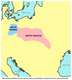 White Serbia and White Croatia (around 560), according to Francis Dvornik (1949).