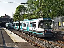A T-68 stops at Whitefield tram stop in 2008.
