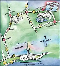 Old map given on visitors day for coming to White Pine